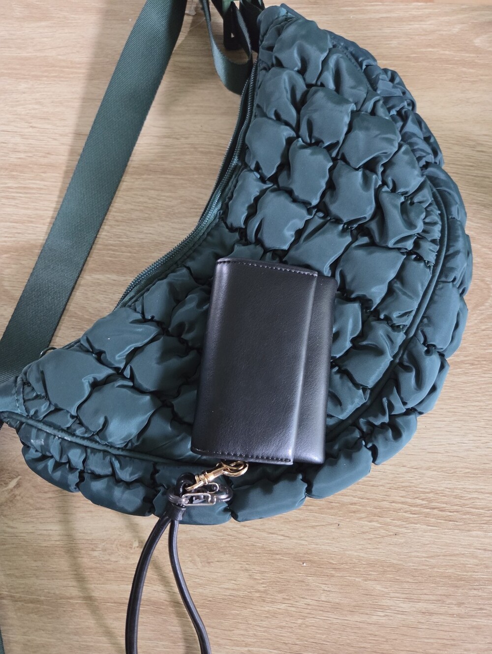 Quilted Crescent Crossbody Bag - Green